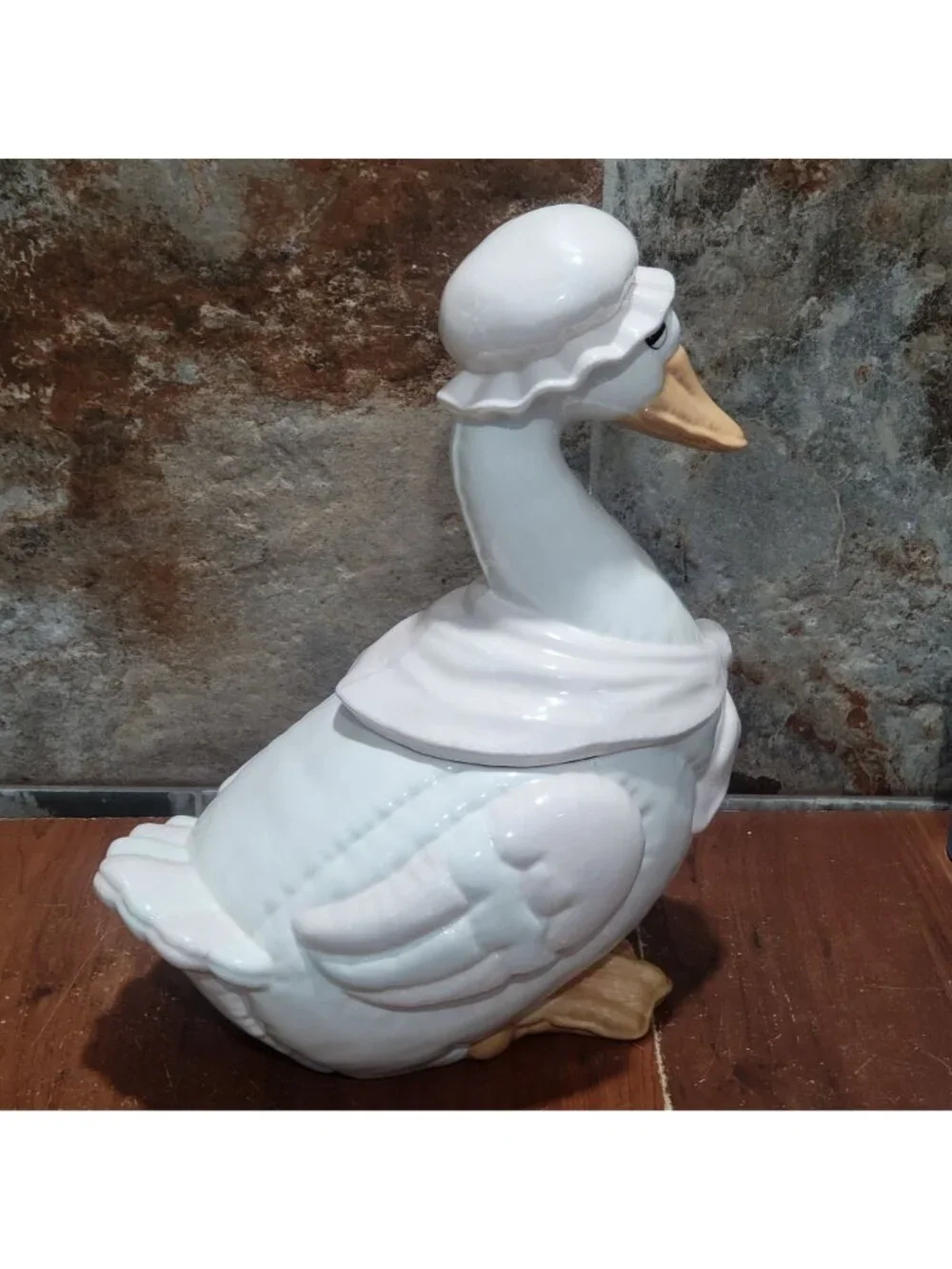 Vintage Large Mother Duck Goose Ceramic Cookie Jar